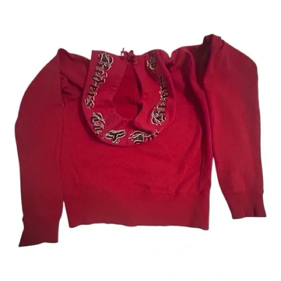 Size Fox Red Zippered Hoodie with Fox Logo Vintage - Picture 2 of 11